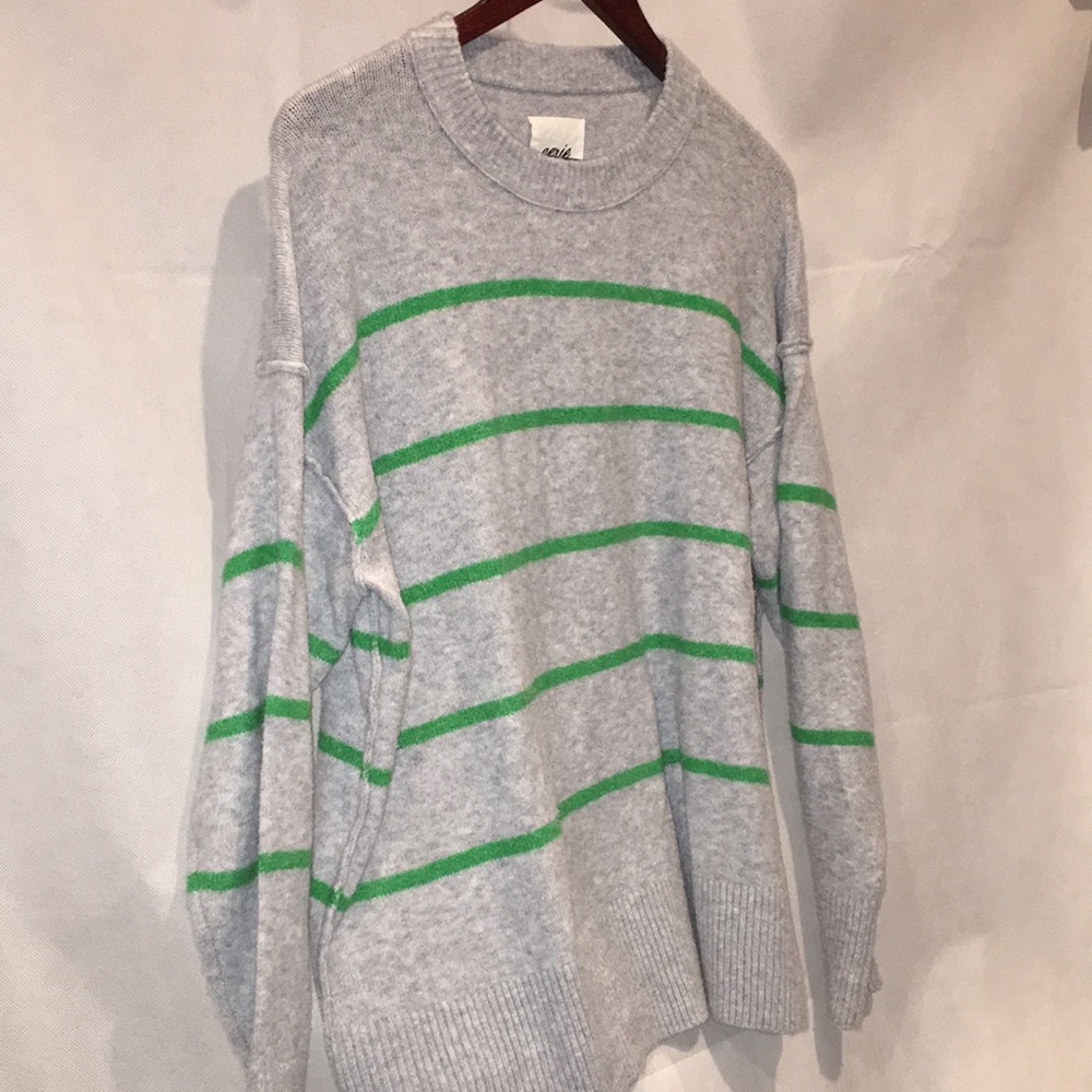 Aerie Striped Gray And Green Sweater | Size XS